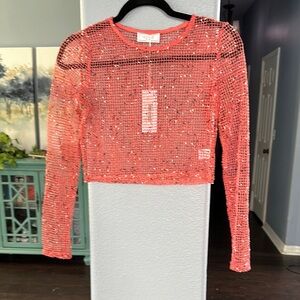 NWT Sage The Label - Mesh Coral Top